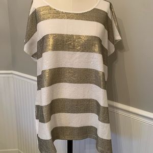 NWT Chico’s striped sequin s/s top